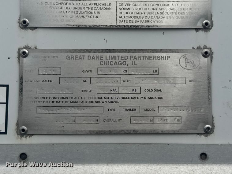 image for item EV1985 2014 Great Dane GS1-1314-01050 dry van trailer