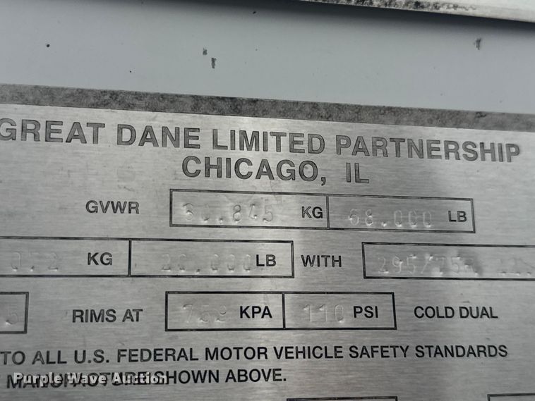 image for item EV1985 2014 Great Dane GS1-1314-01050 dry van trailer