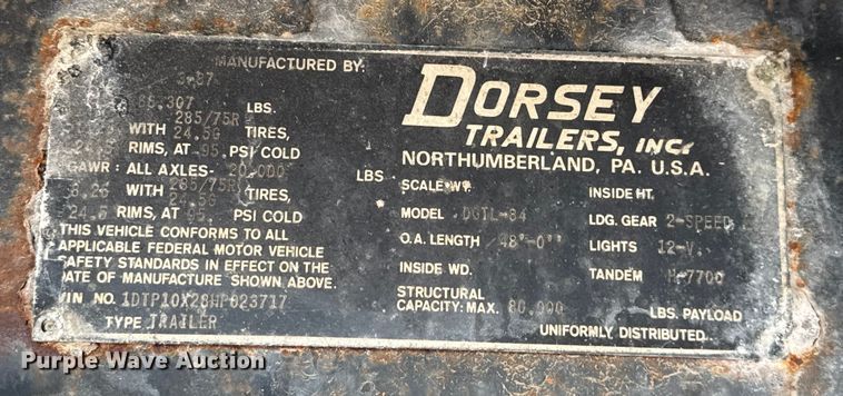 image for item EV1988 1987 Dorsey flatbed trailer