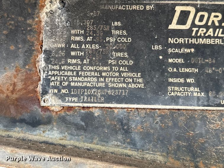 image for item EV1988 1987 Dorsey flatbed trailer