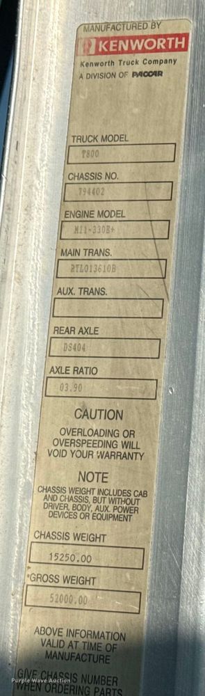 image for item ND9414 1999 Kenworth T800 semi truck