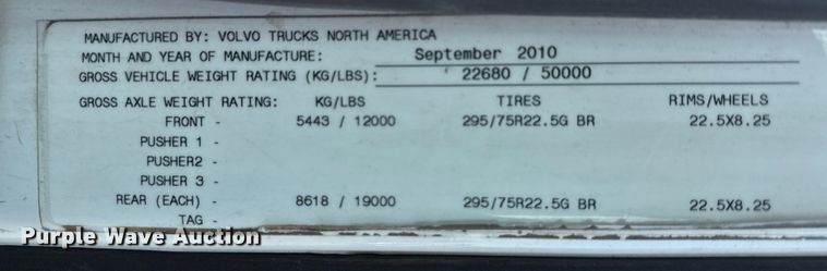 image for item ND9415 2011 Volvo Truck VNM semi truck