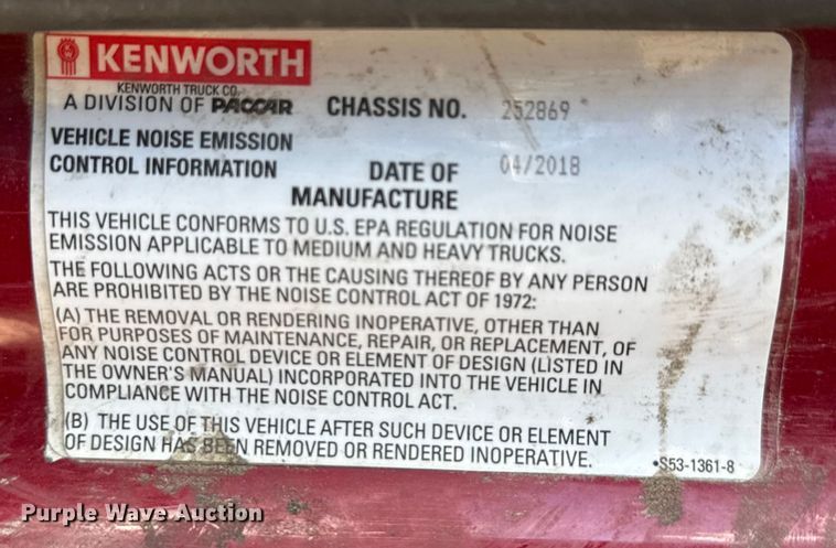 image for item YA0719 2019 Kenworth T680 semi truck