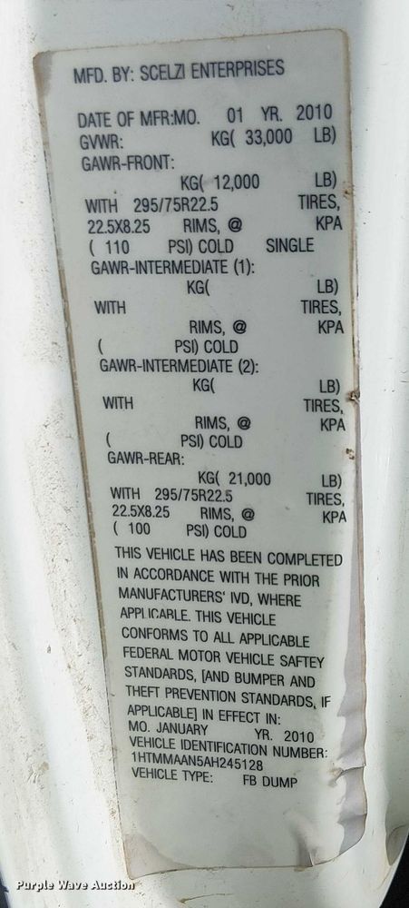 image for item YA0834 2010 International MA025 truck cab and chassis