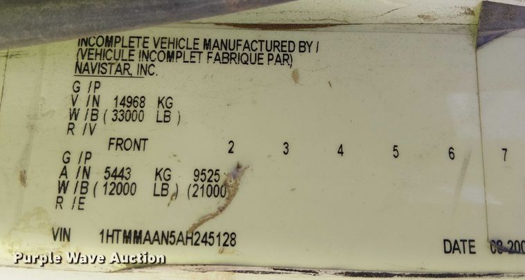 image for item YA0834 2010 International MA025 truck cab and chassis