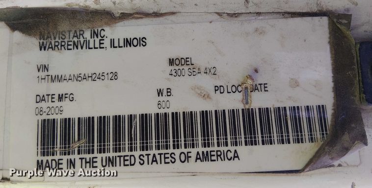 image for item YA0834 2010 International MA025 truck cab and chassis