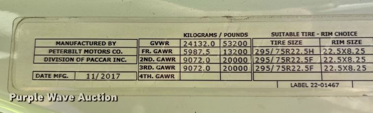 image for item YA0857 2018 Peterbilt 579 semi truck