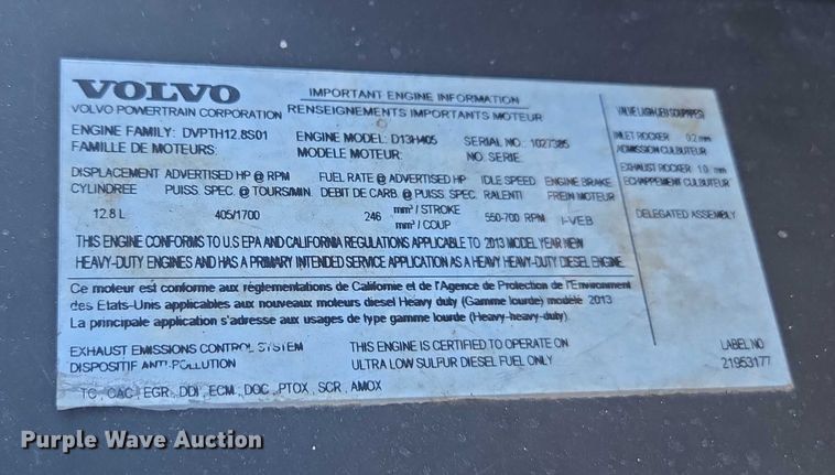 image for item YA0873 2014 Volvo VNL semi truck