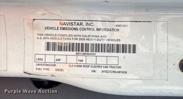 image for item YA1020 2020 International LT625 semi truck