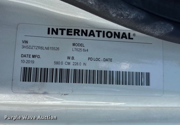 image for item YA1020 2020 International LT625 semi truck