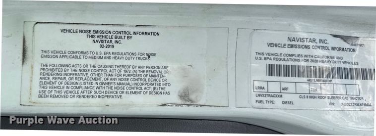 image for item YA1042 2020 International LT625 semi truck