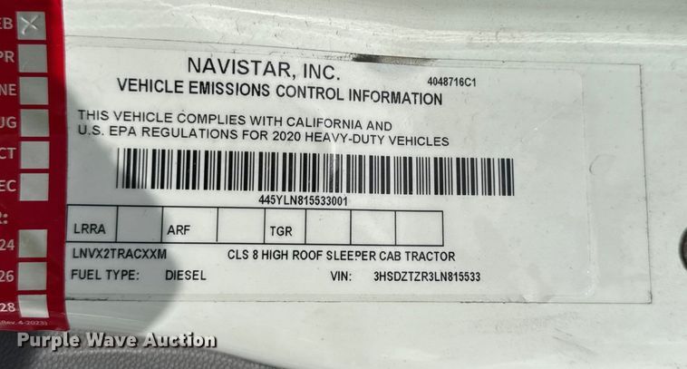 image for item YA1043 2020 International LT625 semi truck