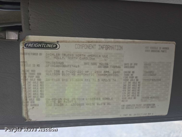 image for item YA1096 2013 Freightliner Business Class M2 box truck