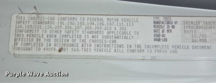 image for item YA1096 2013 Freightliner Business Class M2 box truck