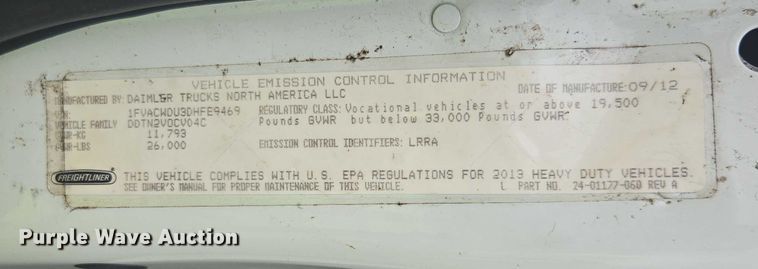 image for item YA1096 2013 Freightliner Business Class M2 box truck