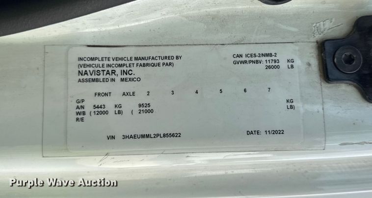 image for item YA1171 2023 International MV607 box truck