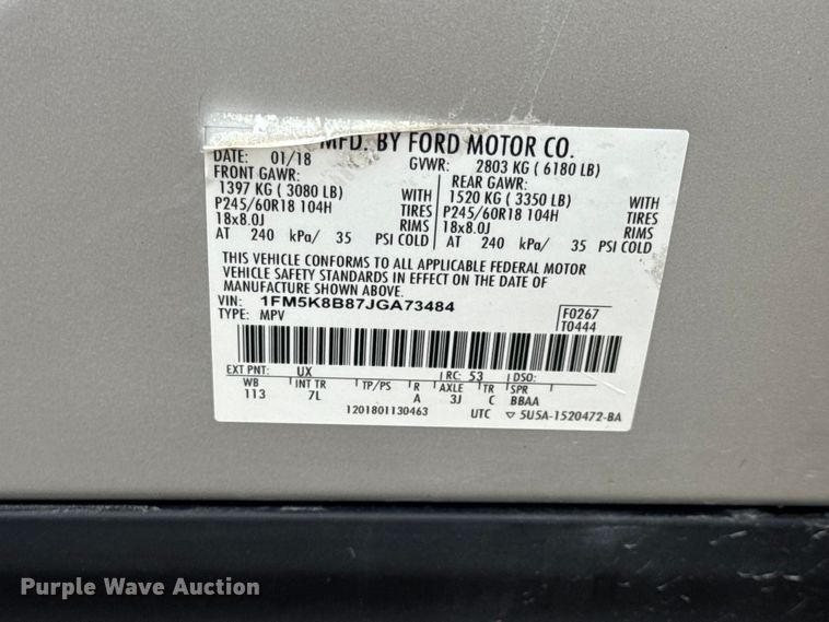 image for item DO2382 2018 Ford Explorer SUV