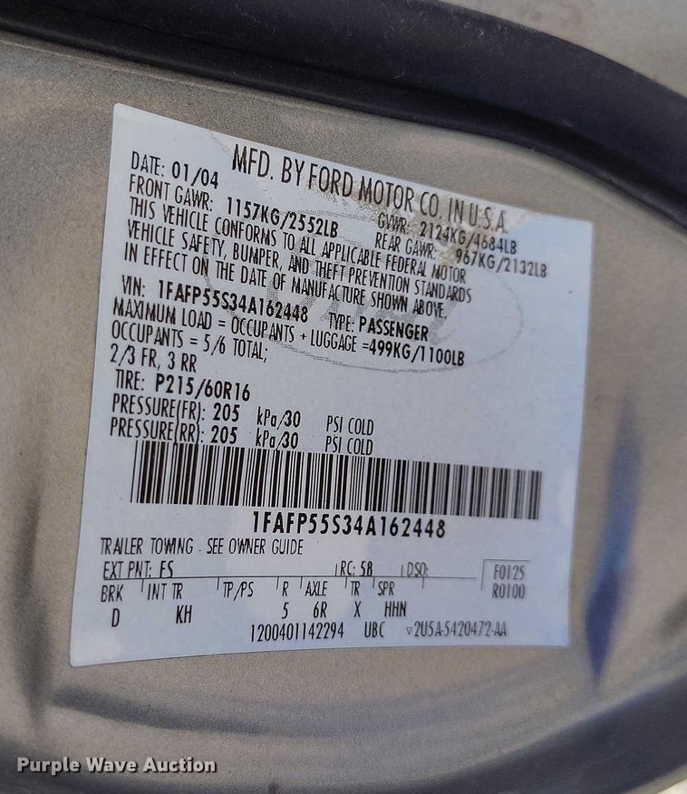 image for item DP5039 2004 Ford Taurus 