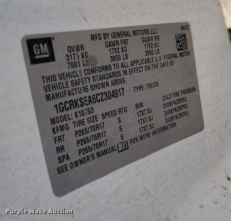 image for item DP5044 2012 Chevrolet Silverado 1500 Ext. Cab pickup truck