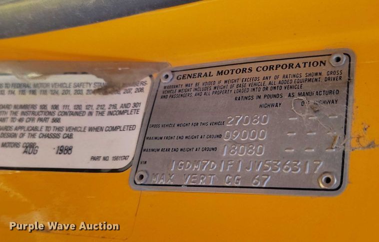 image for item DP5049 1988 GMC C7500 dump truck