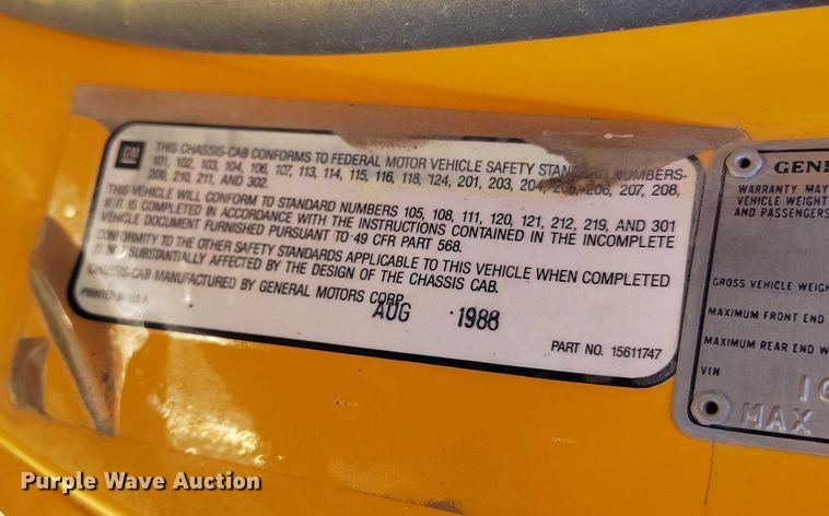 image for item DP5049 1988 GMC C7500 dump truck