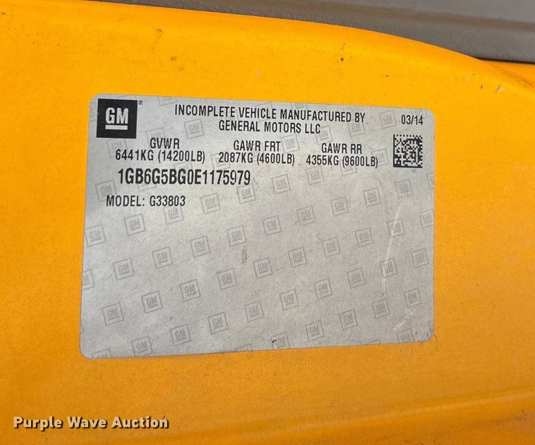 image for item DU1346 2014 Chevrolet School bus