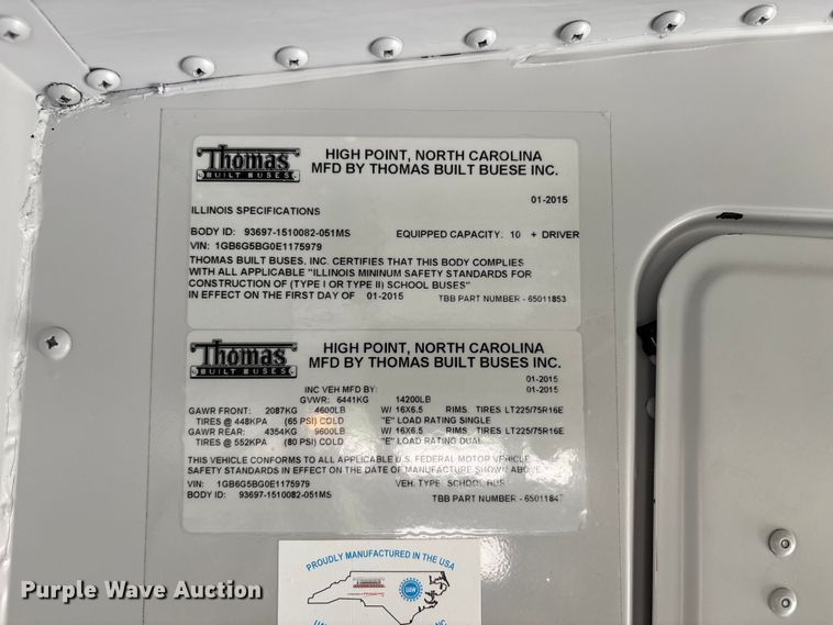 image for item DU1346 2014 Chevrolet School bus