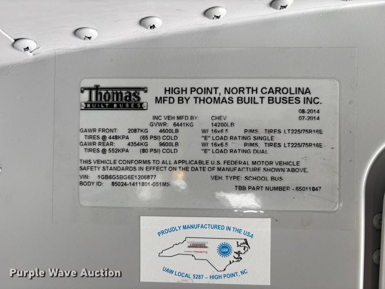 image for item DU1347 2014 Chevrolet school bus