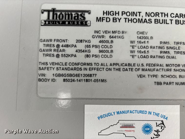 image for item DU1347 2014 Chevrolet school bus