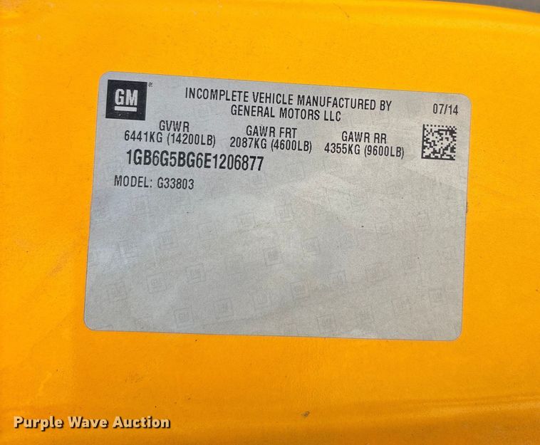 image for item DU1347 2014 Chevrolet school bus