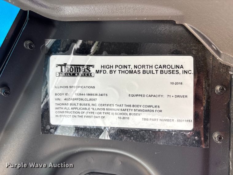 image for item DU1349 2020 Thomas Built school bus