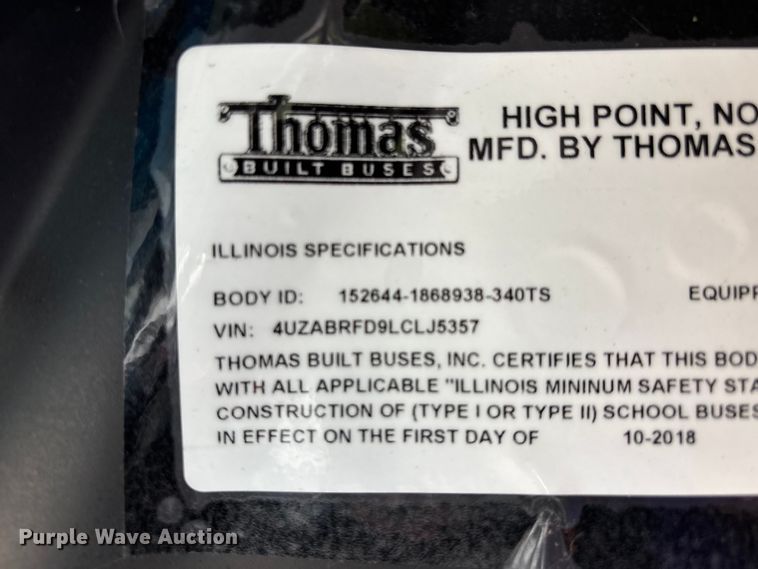 image for item DU1349 2020 Thomas Built school bus