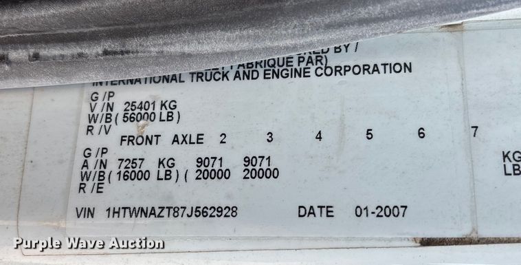 image for item DU1430 2007 International 7500 dump truck