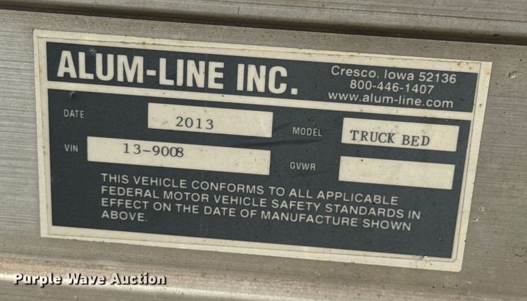 image for item DU3523 2013 Alum-Line Inc truck bed