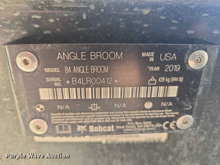 image for item DY1382 2019 Bobcat 84 Angle Broom skid steer broom