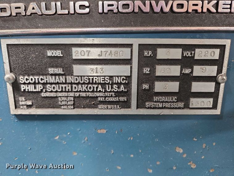 image for item DY1417 Scotchman 207 J7480 ironworker