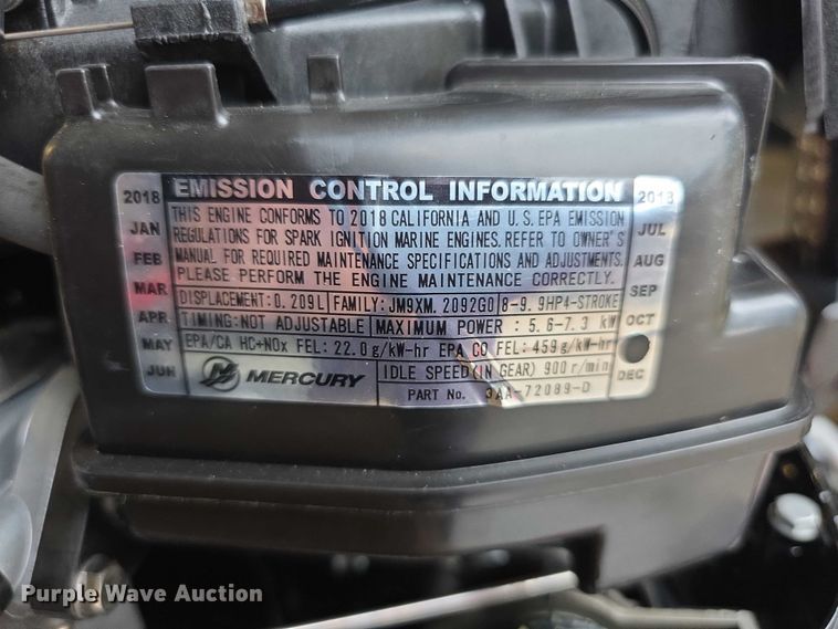 image for item DZ6421 2018 Mercury Fourstroke  boat engine