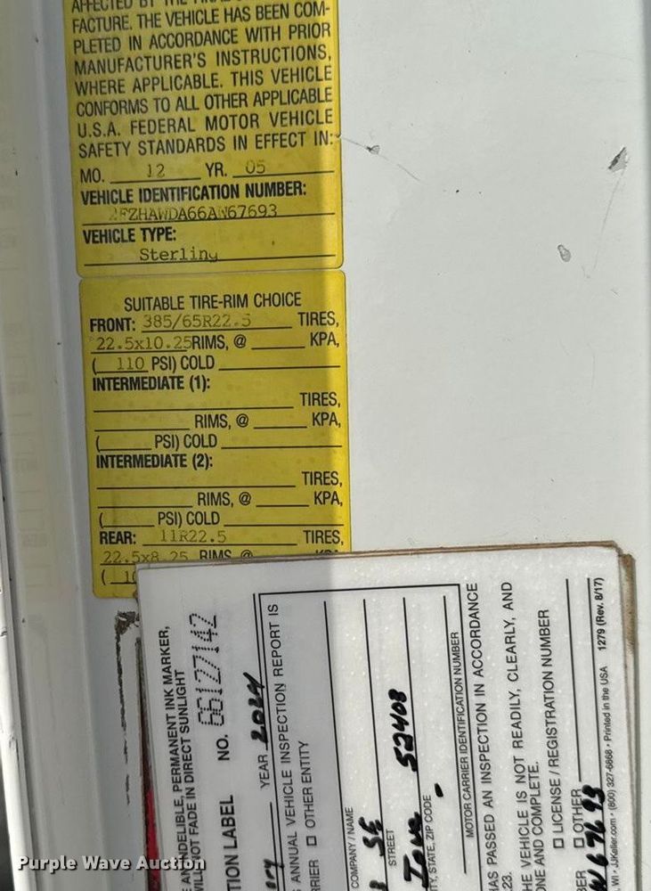 image for item EA1946 2006 Sterling L8500 digger derrick truck