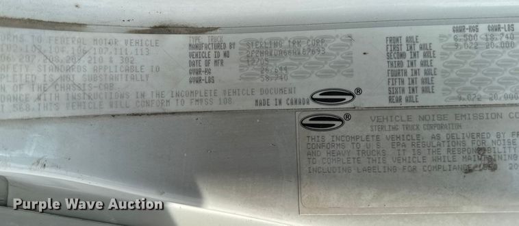 image for item EA1946 2006 Sterling L8500 digger derrick truck