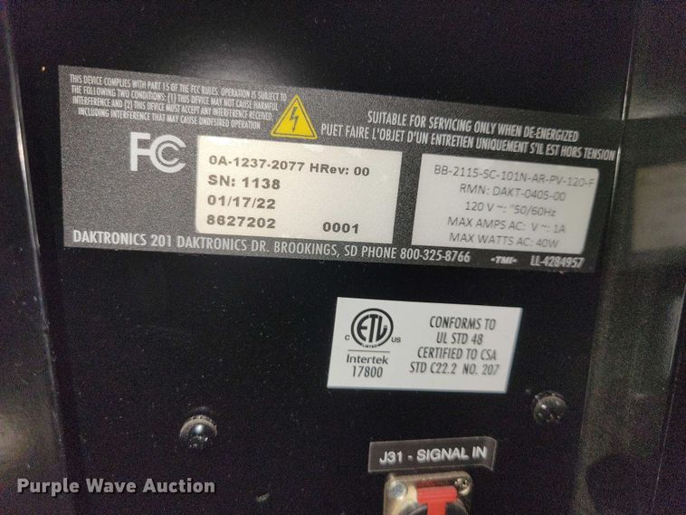 image for item EA2614 (2) Daktronics score boards