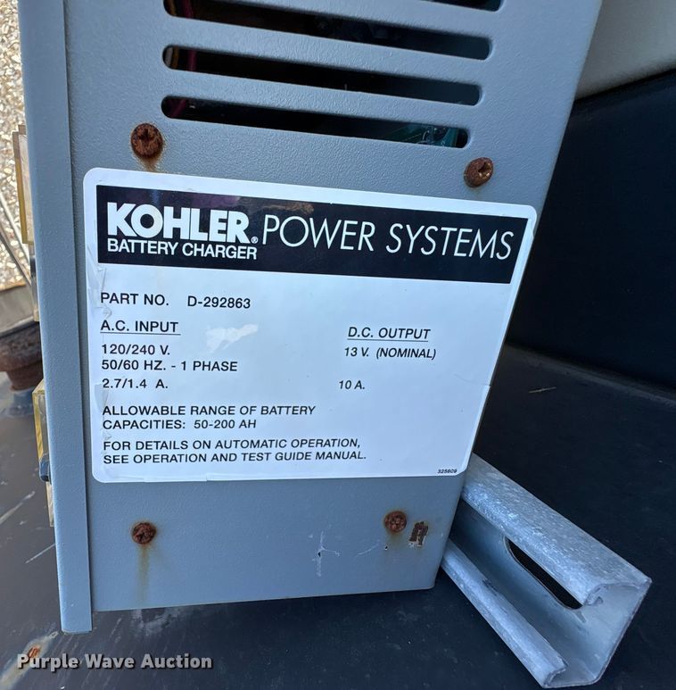 image for item EA7478 2014 Kohler Power Systems 100RE0ZJF generator