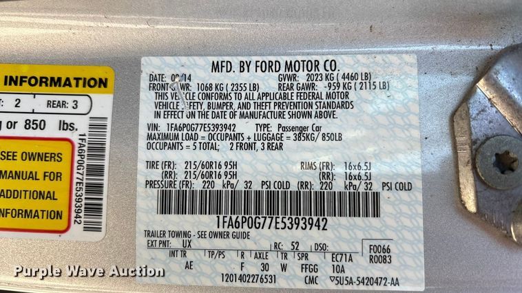 image for item EA7484 2014 Ford Fusion 