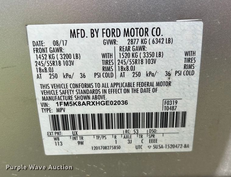 image for item ED2271 2017 Ford Explorer Police Interceptor SUV