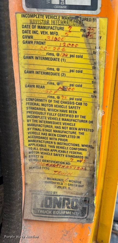 image for item ED2281 1996 International 4900 dump truck