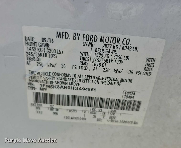 image for item EF3666 2017 Ford Explorer Police Interceptor SUV