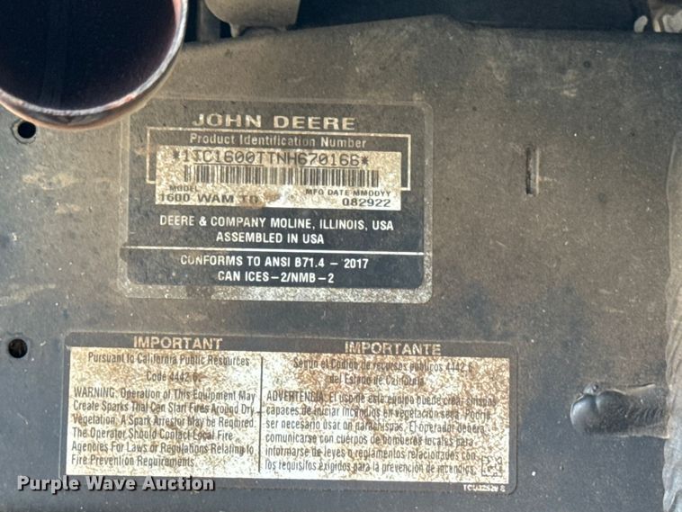 image for item EM2377 John Deere 1600 WAM TD lawn mower