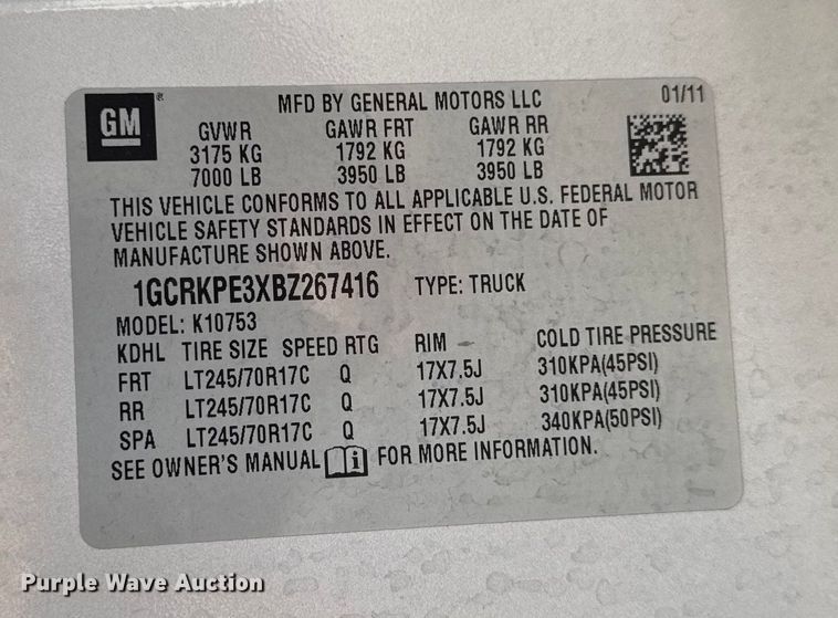 image for item EM2378 2011 Chevrolet Silverado 1500 Ext. Cab pickup truck