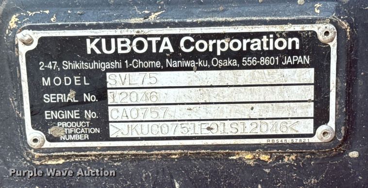 image for item EM2443 2012 Kubota SVL75 tracked skid steer loader