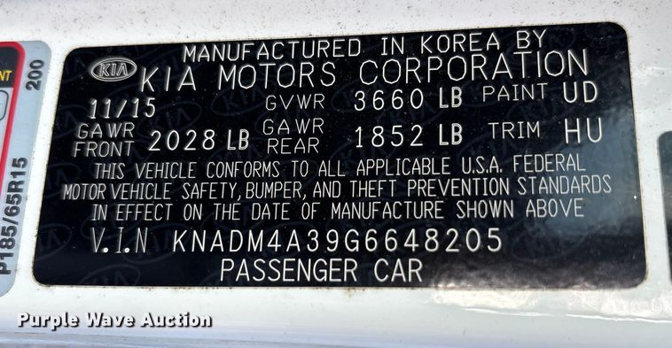 image for item EM6054 2016 Kia Rio 