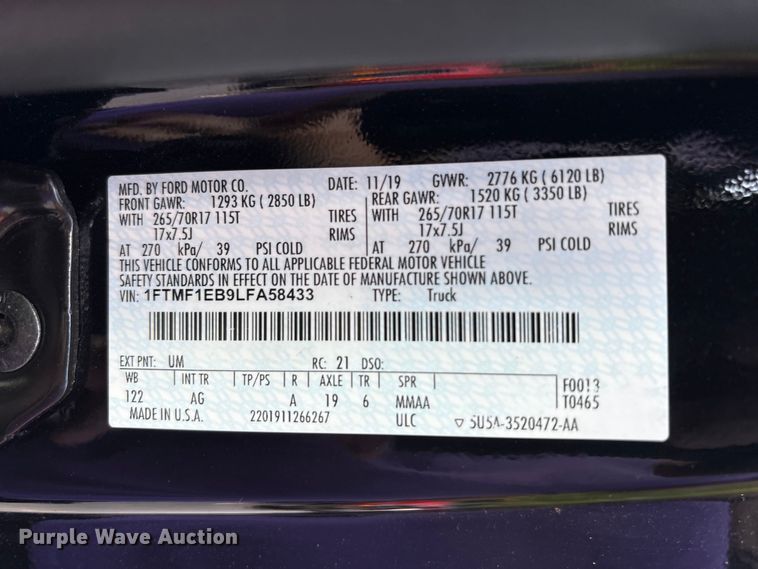 image for item EM6056 2020 Ford F150 pickup truck